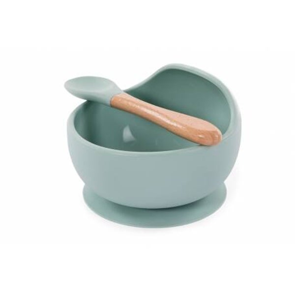 Bo Jungle Suction Bowl Silicone & spoon Blue