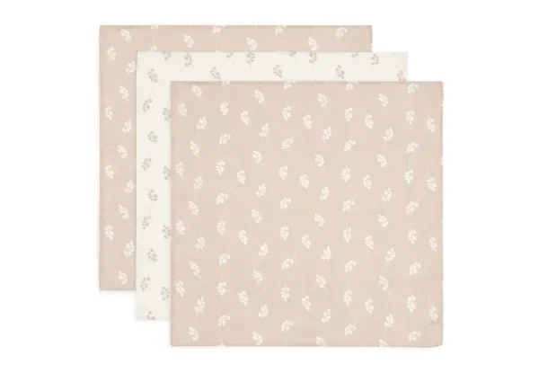 129. Jollein Hydrofiele Doek Small 70x70cm Twig Wild Rose (3pack)