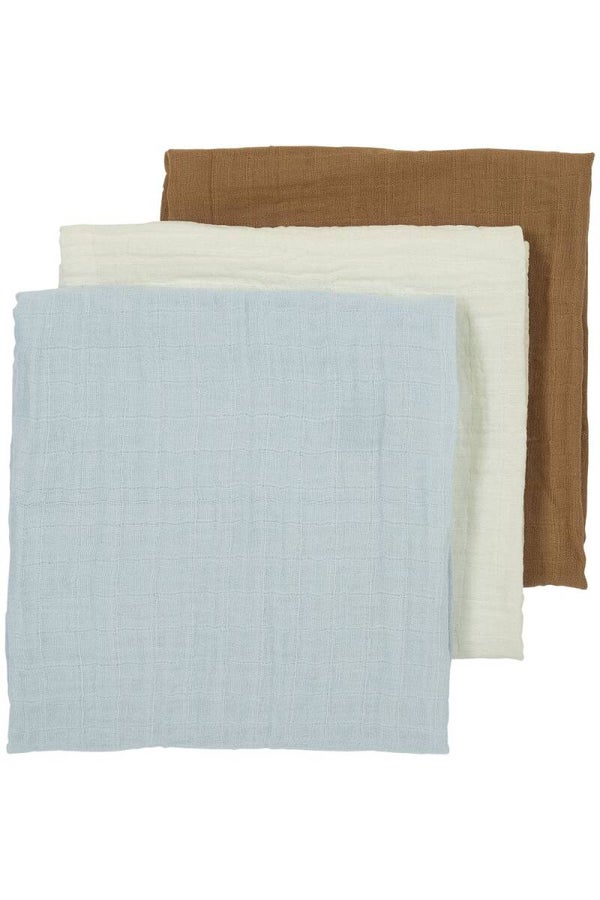 Meyco HYDROFIELE DOEKEN 3-PACK UNI - OFFWHITE/LIGHT BLUE/TOFFEE - 70X70CM