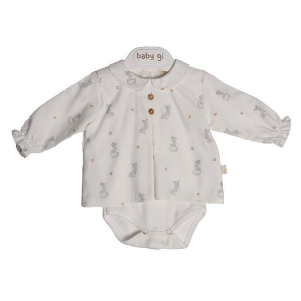 Pearl bodyvest blouse with collar - fox 6 maand