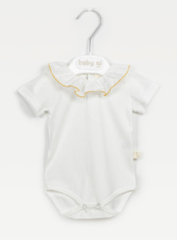 witte bodysuit met frilly collar 6 maand