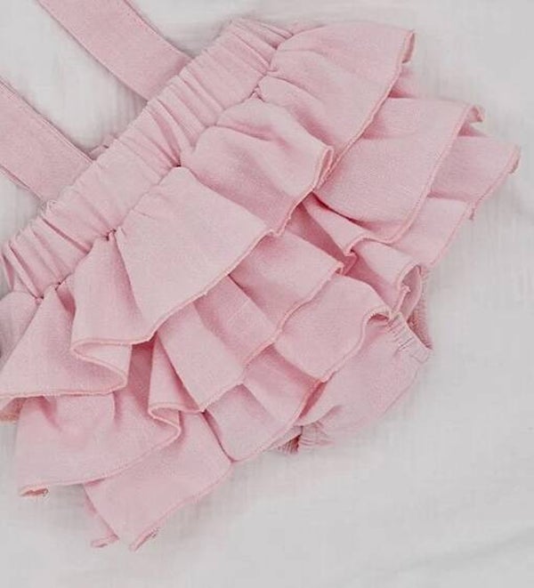 Zacht roze salopette bloomer maat 0-3 maand