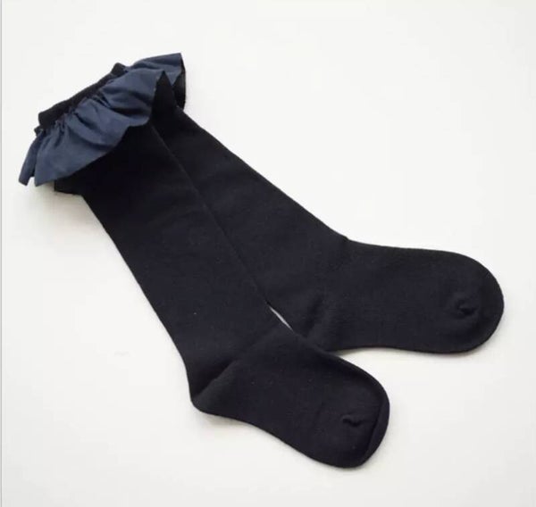 Kniekousjes met kraagje in donkerblauw maat 6-8 jaar