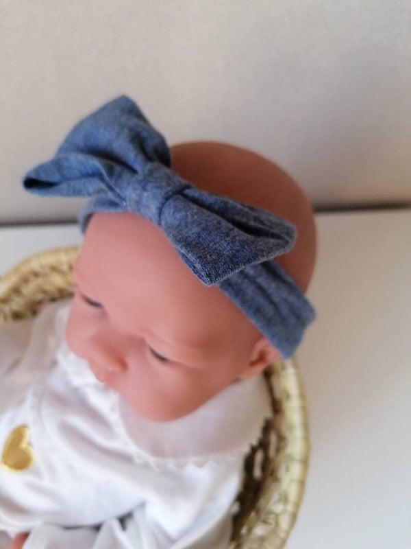 Haarbandje met strik blauw