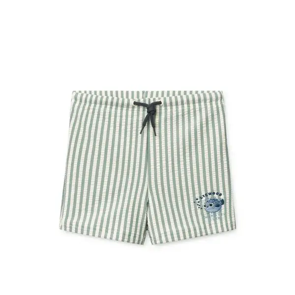 120. Liewood Otto Seersucker Swim Trunks Y/D stripe Peppermint / Creme de la creme maat 92