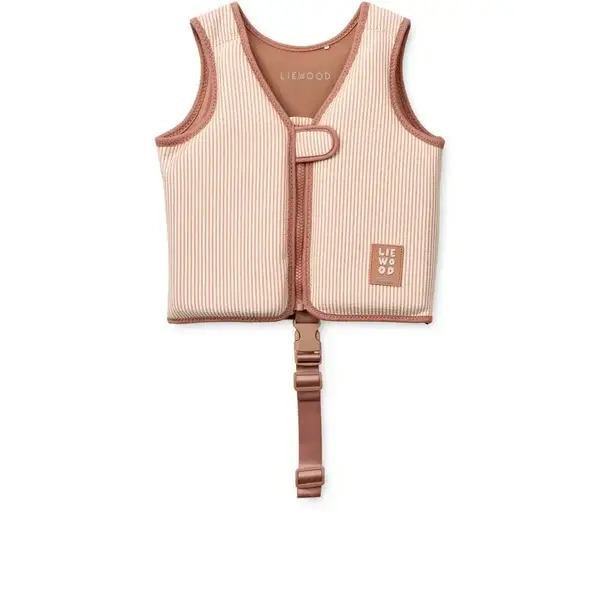 136. Liewood Dove Seersucker Swim Vest Y/D stripe Pale tuscany / Creme de la creme 15-19KG