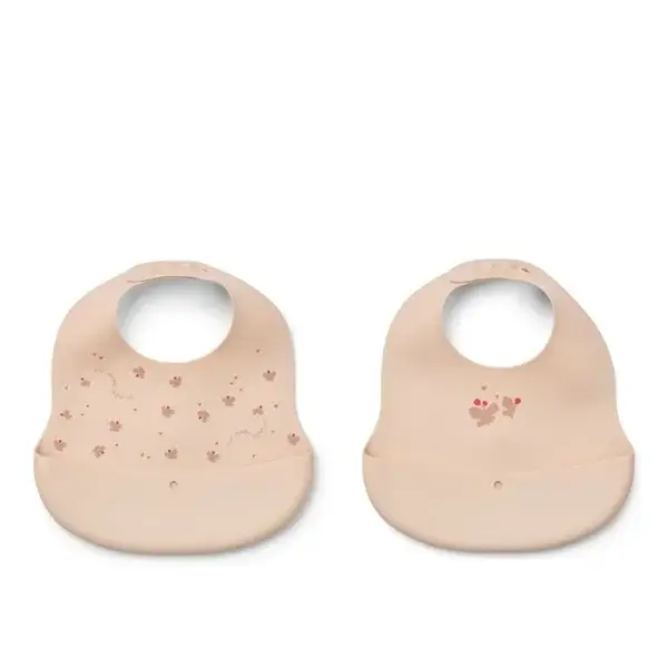 136. Liewood Ember Printed Bib 2-pack Mini Butterfly / Apple blossom