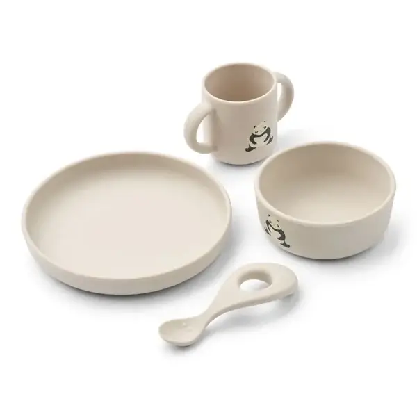 139. Liewood Vivi Silicone Tableware Set Panda / Sandy