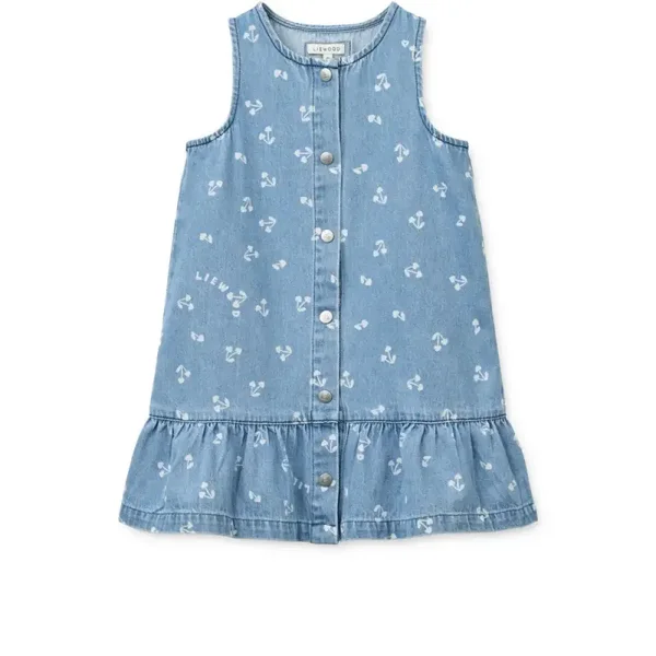 Liewood Sybilla Light Denim Dress Cherry heart sandy / Denim