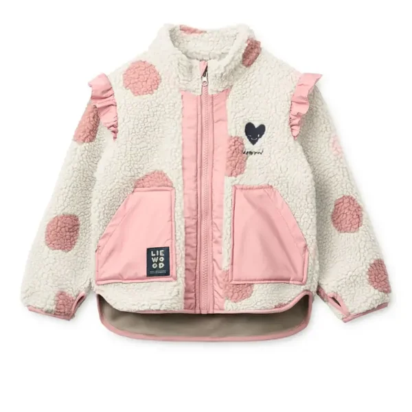 Liewood Noam Pile Jacket with Frill Spot dot Sandy / Rose blush mix