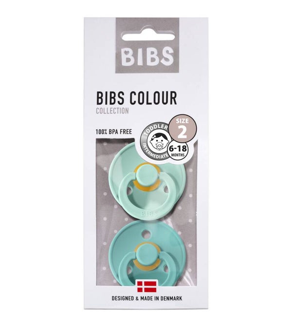 BIBS FOPSPEEN NATUURRUBBER BLISTER 'MINT/TURQUOISE' T2