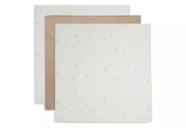 44. Jollein Hydrofiele Doek Small 70x70cm Stargaze - Biscuit - 3 Stuks