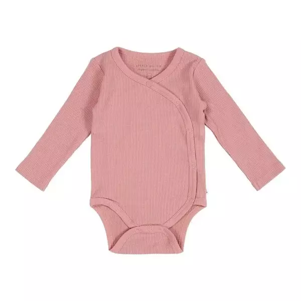 44. Little dutch Romper overslag lange mouw Rib Vintage Pink 62-68