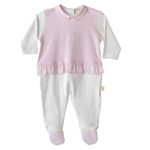 Baby Gi ivory babygrow pink shirt detail