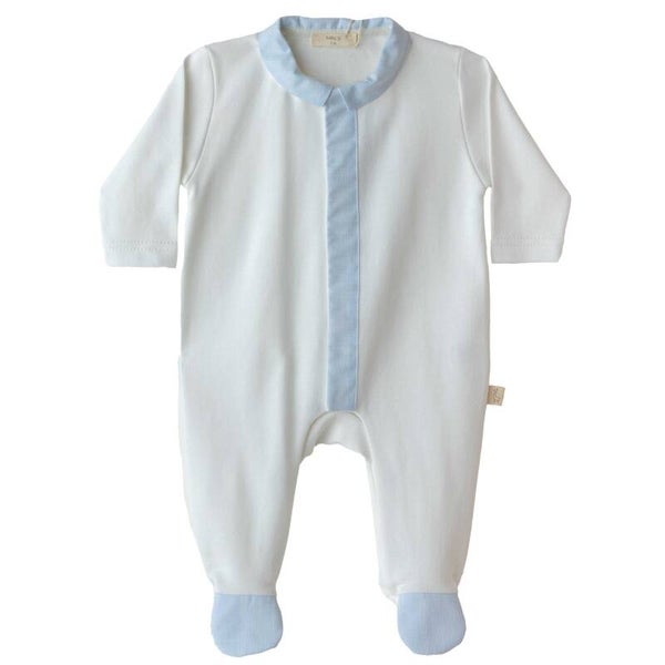 Baby Gi ivory babygrow with front buttons blue