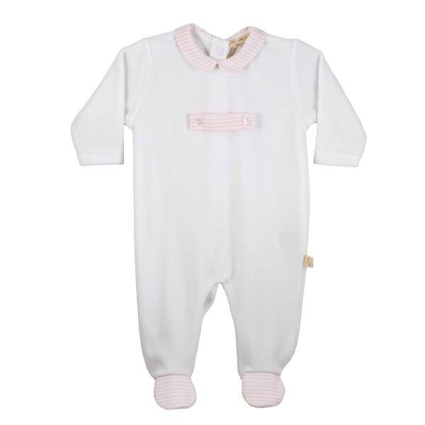Baby Gi babygrow with chest detail pink stripes