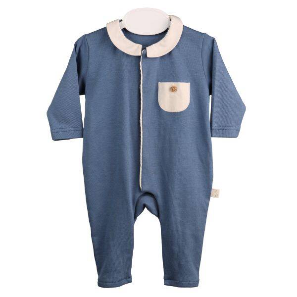 Baby Gi indigo blue babygrow with collar no feet