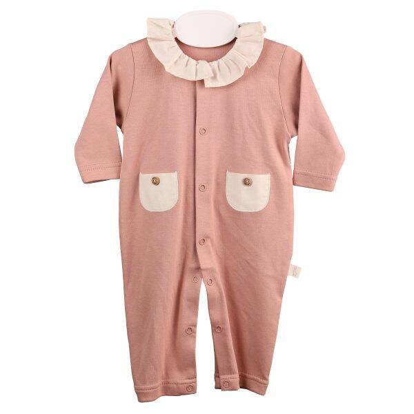 Baby Gi old pink babygrow frilly collar no feet