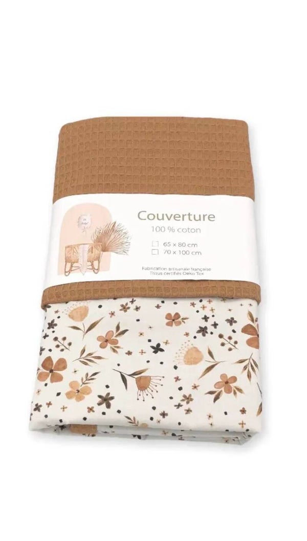 DEKENTJE 65x80 bloemen bruin