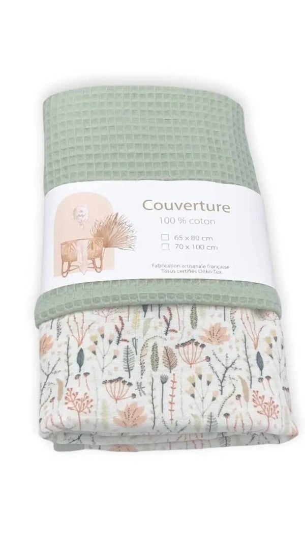 DEKENTJE 65x80 bloemen mint