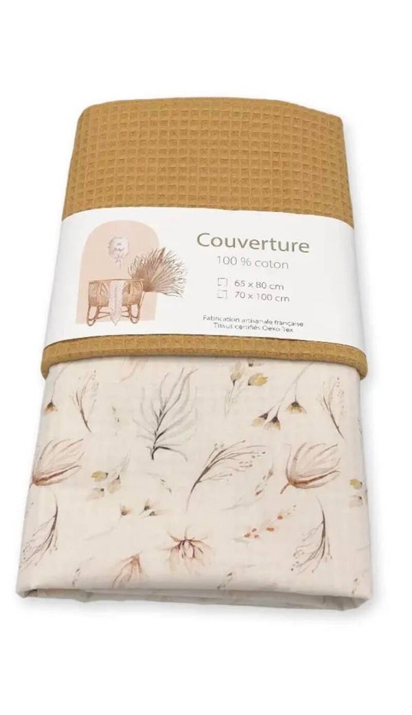 DEKENTJE 65x80 bloemen oker