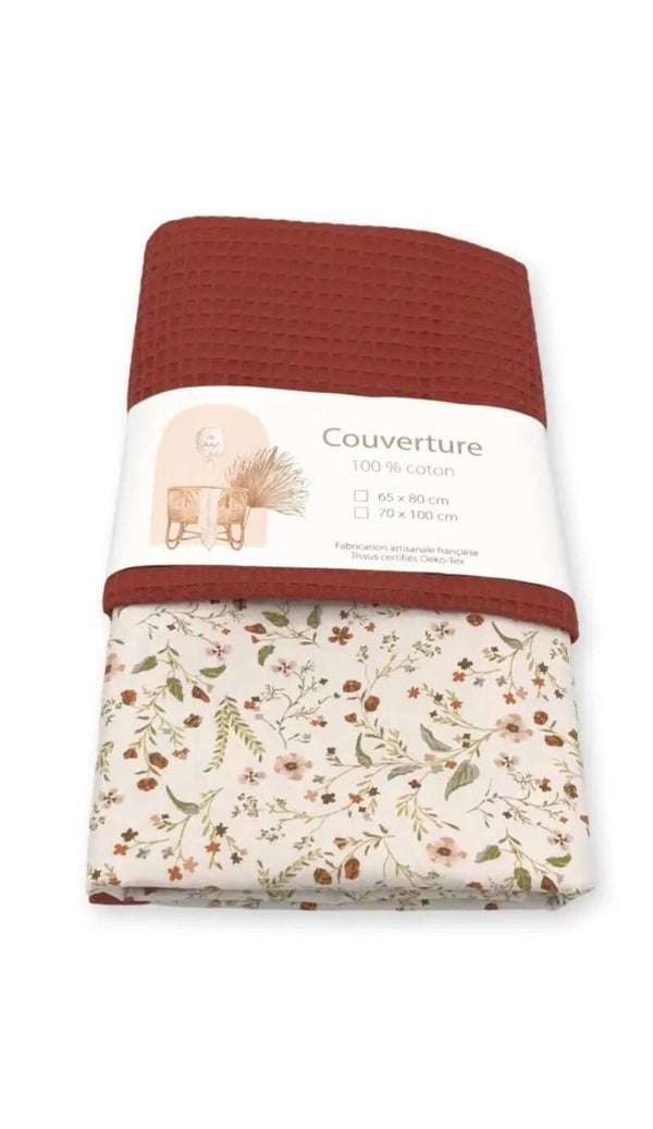 DEKENTJE 65x80 bloemen roest