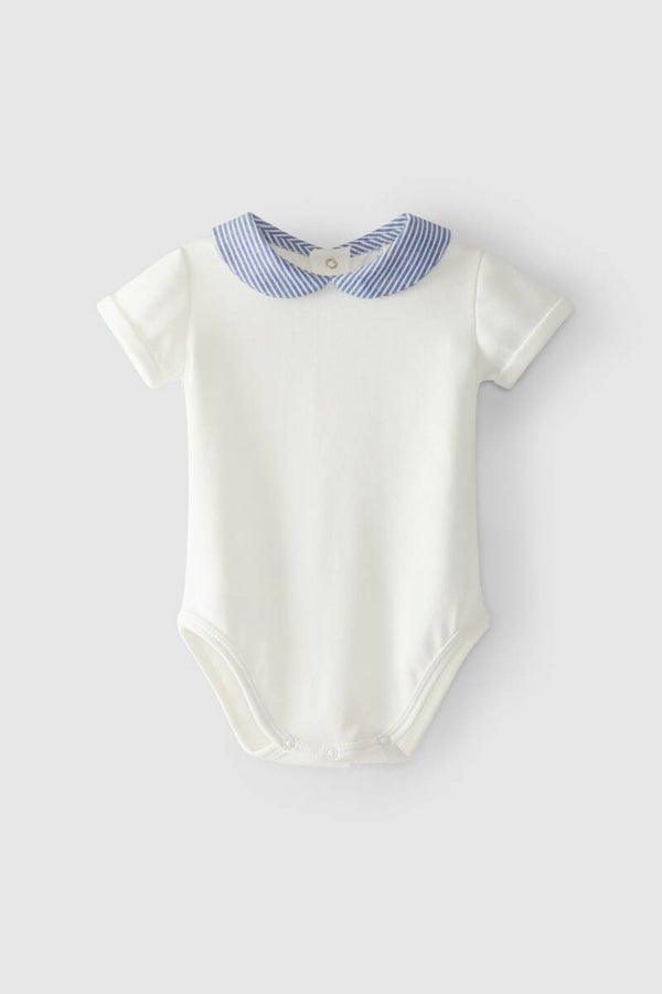 Laranijnha body blauw streepjes kraag