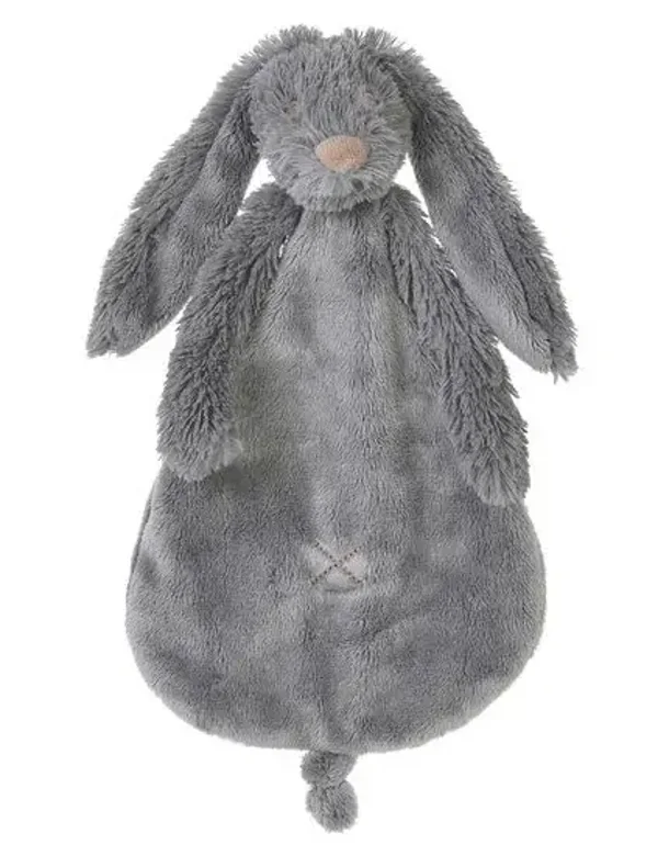 143. Deep grey Rabbit Richie - knuffeldoekje incl borduurwerk