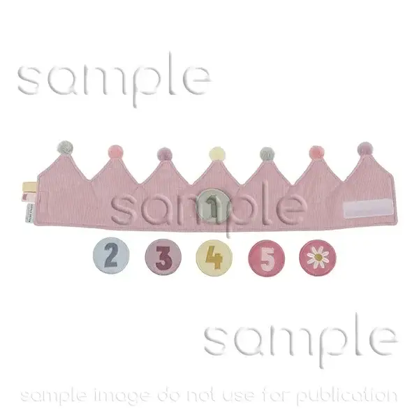 64. Little dutch Verjaardagskroon van stof met cijfers roze