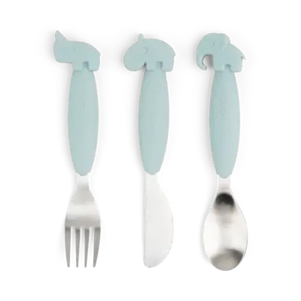 Done by Deer - Easy-grip cutlery set Deer friends blue