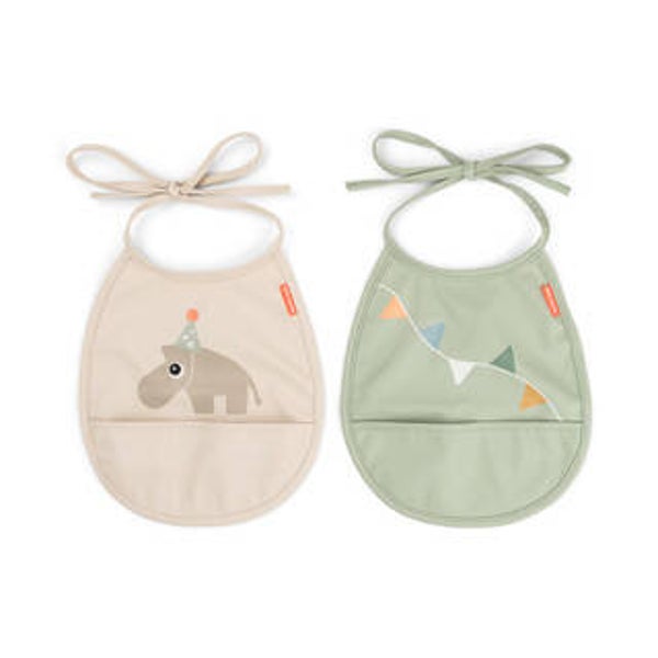 Done by Deer - Tiny pocket bib 2-pack Celebration Sand