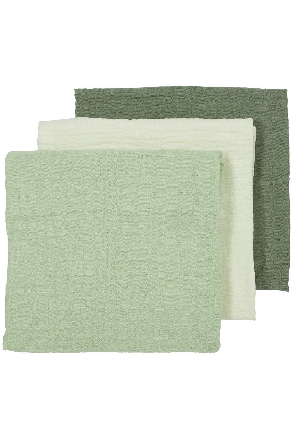 Meyco HYDROFIELE DOEKEN 3-PACK UNI - OFFWHITE/SOFT GREEN/FOREST GREEN - 70X70CM