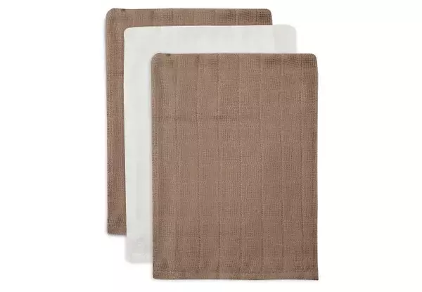 44. Jollein 3 pack wash cloth Bamboo biscuit/ivory