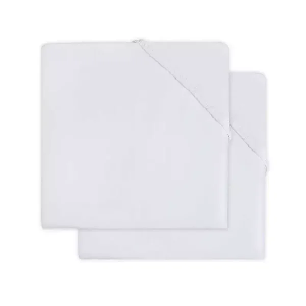 Jollein Hoeslaken Molton Ledikant 60x120cm - Wit - 2 Stuks