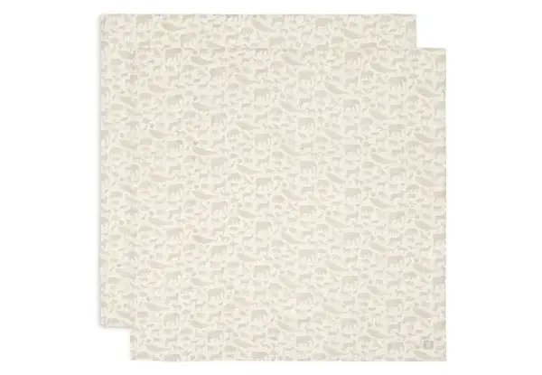 75. Jollein Hydrofiele Doek Large 115x115cm Animals - Nougat - 2 Stuks