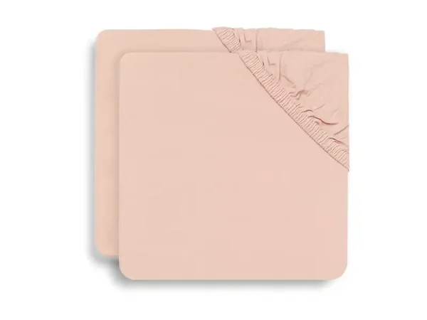 Jollein Hoeslaken Ledikant Katoen 60x120cm - Pale Pink - 2 Stuks