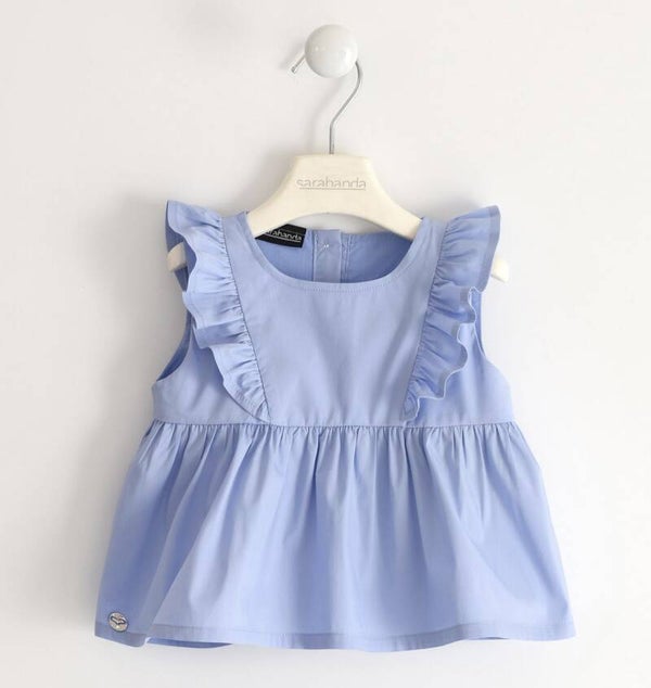 Blouse short sleeved ruffel blue