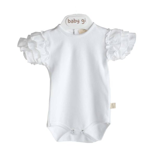 Baby Gi white body short frilly sleeves 24 MAAND