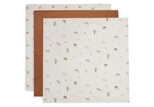 139. Jollein Hydrofiele Doek Small 70x70cm Farm - 3 Stuks