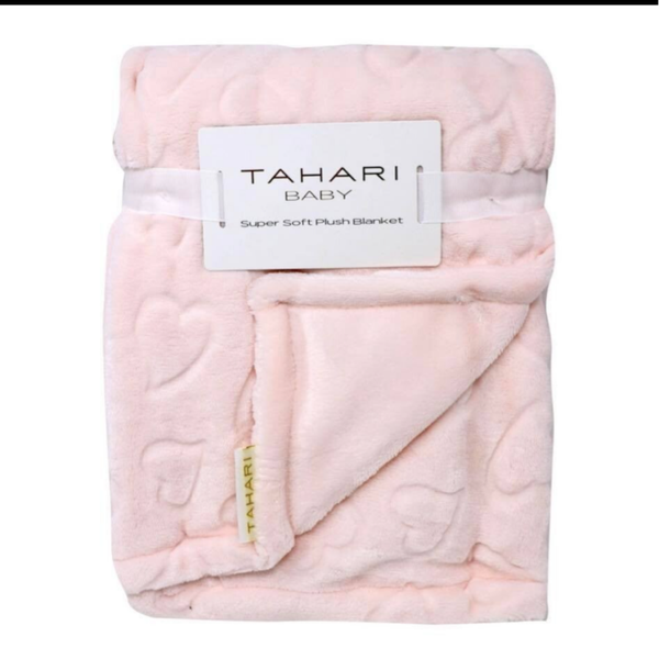 Deken fleece lichtroze met hartjes motief