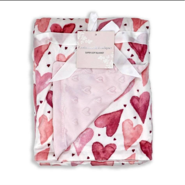 Deken fleece hartjes