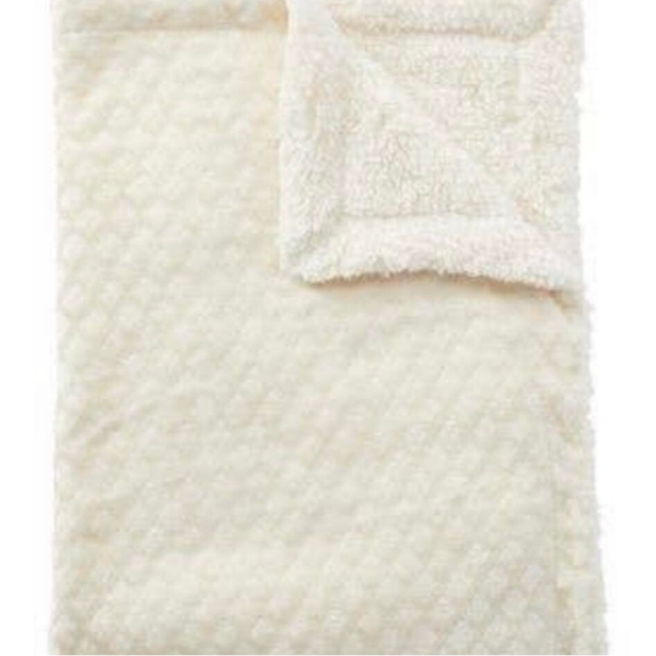 Deken fleece ecru gewafeld