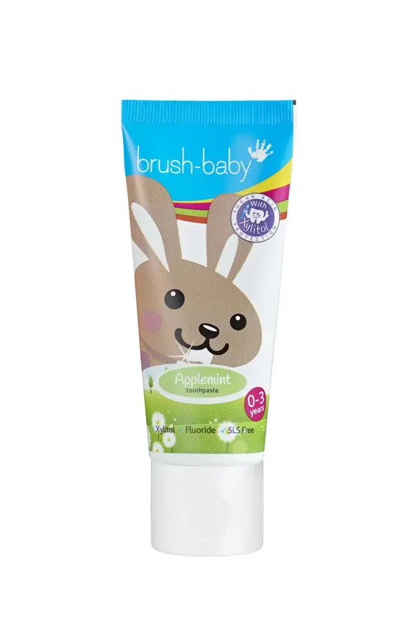 56.  Brush-Baby | Baby Tandpasta 0-3 jaar | Appel-munt 50ml | Konijn |(1000 ppmF)