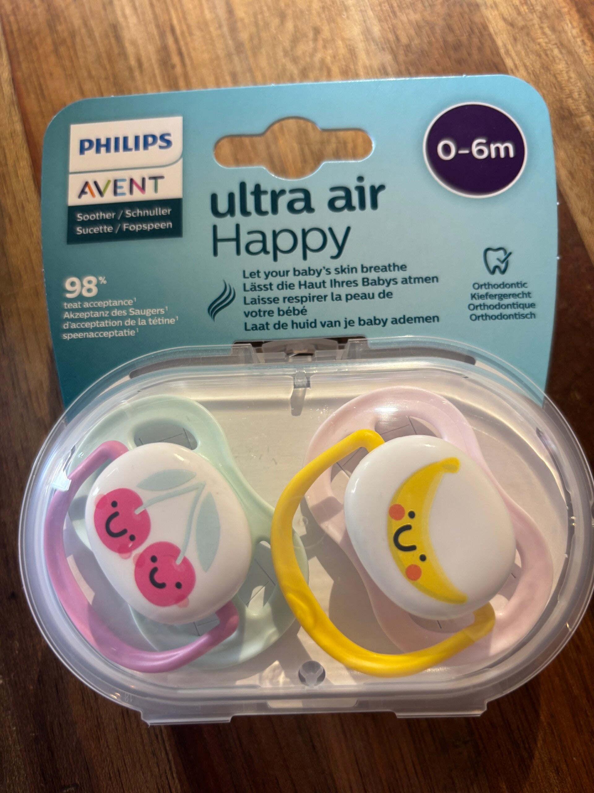 Avent Fopspeen +0M Air Collectie happy Kers/banaan