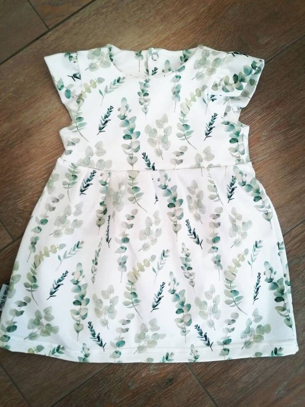 HANDMADE kleedje korte mouw eucalyptus