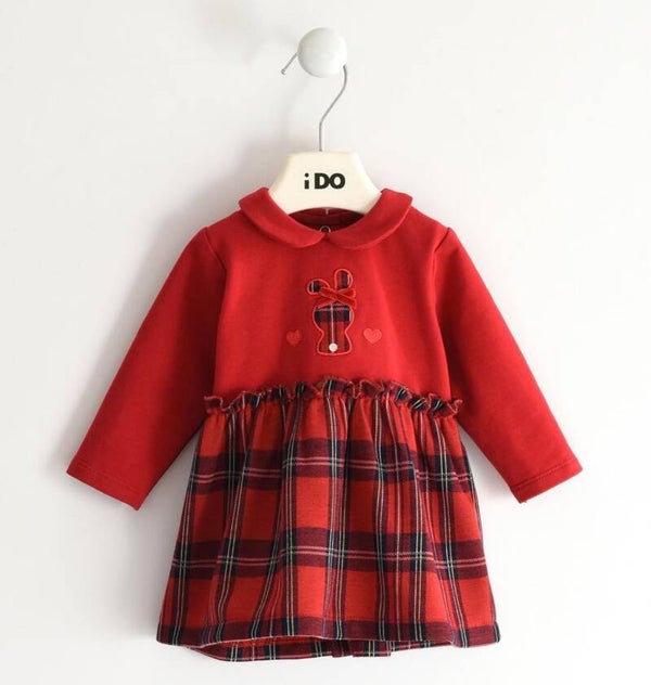 Jurk longsleeve geruit rood