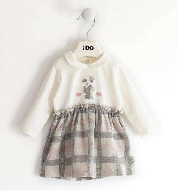 Jurk longsleeve geruit roze