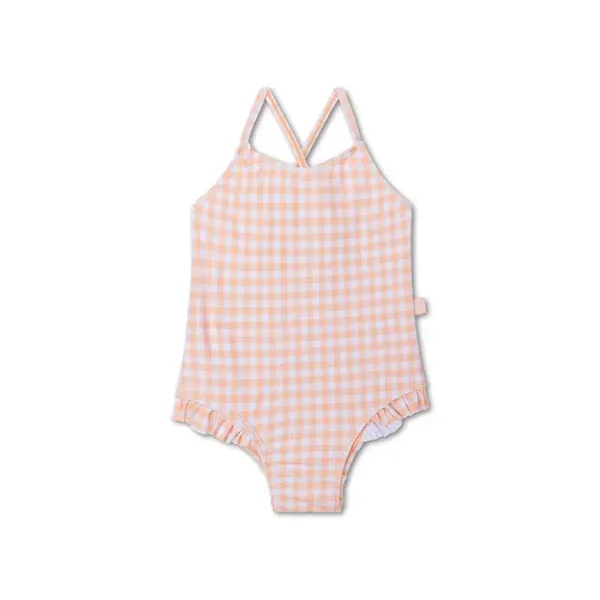 Swim Essentials Sunset Grid | Oranje/Wit Meisjes UV Badpak