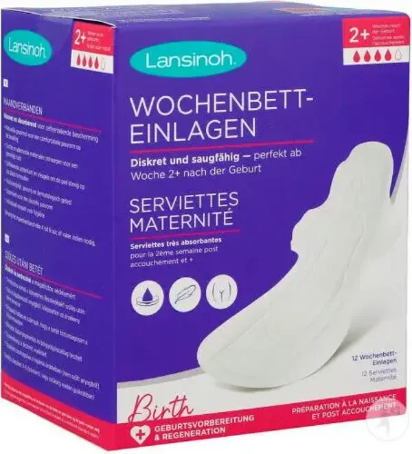 135. Lansinoh Extra Absorberend Kraamverband 2+ Weken 12 Stuks