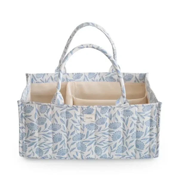 Mushie DIAPER CADDY Blue Flowers